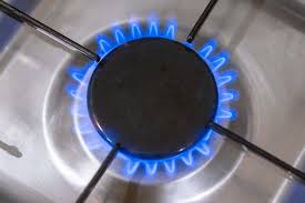 Commercial kitchen gas burners in a UK restaurant